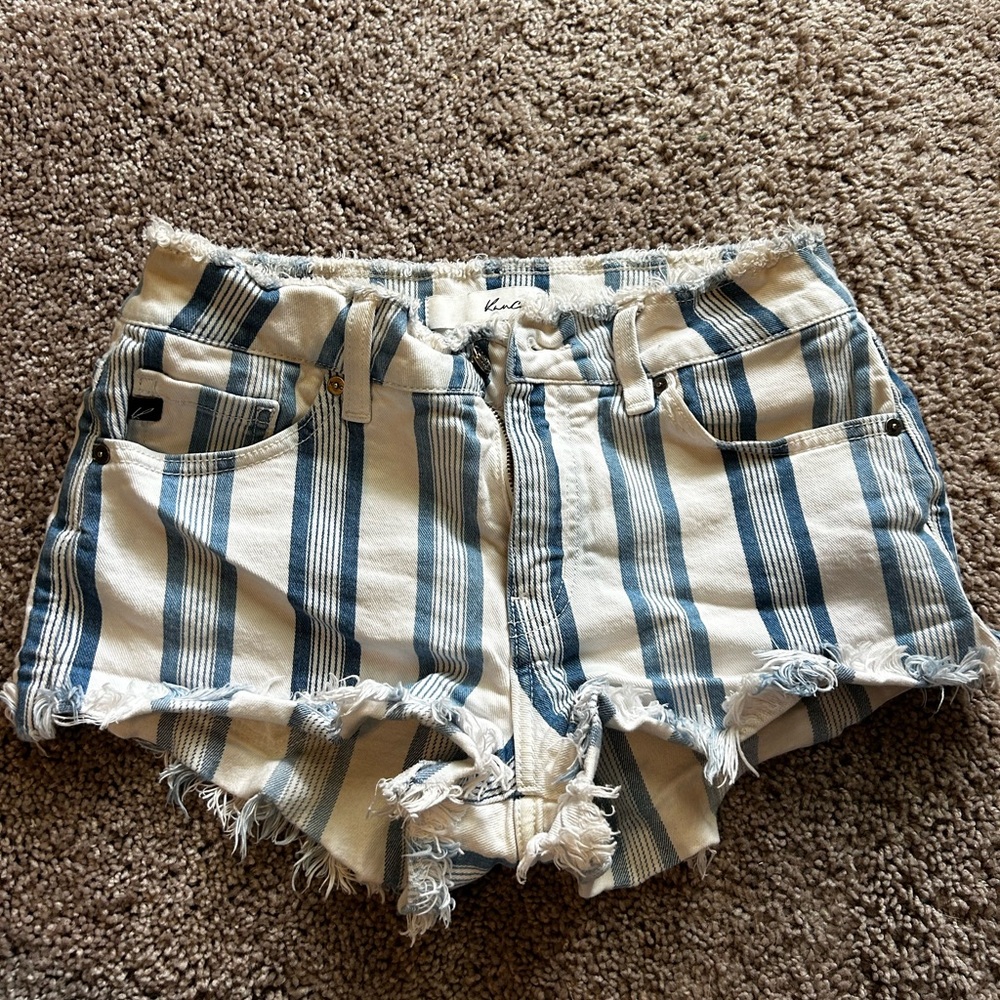 Blue and white stripped shorts